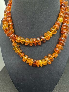 Handcrafted Amber Bead Necklace — Rich Honey-Orange Tones